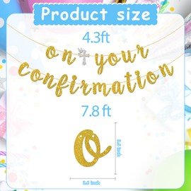 On Your Confirmation Banner, Religious Baptism Decorations, Birthday, Baby Shower, Bridal Shower, Engagement, Wedding, Marriage Anniversary Party Decorations Supplies, Gold Silver Glitter