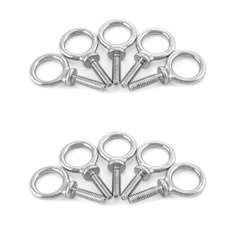 QWORK Eye Bolt, 10 Pack 1/4" - 20 x 1"