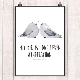 Mr. & Mrs. Panda Poster DIN A3 Turtle Doves Love - Gift, Happy, Token of Love, Married, Engagement, Husband, Couple, Picture, Wall Decoration, Wedding Anniversary, Couple, Marriage Proposal, Wall Poster