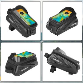 DOINEUFL Bike Frame Bag, Bike Phone Holder Waterproof，Cycle Bag Suitable for Phones Under 7.1 Inches， Cycling Gifts for Men，Bicycle Accessories for Fathers, Husbands and Sons