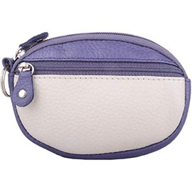 Womens Soft Leather Coin/Money Holder/Purse/Pouch - Purple/White