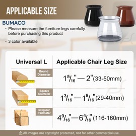 BUMACO 40Pcs Chair Leg Floor Protectors Chair Leg Protectors for Hardwood Floors Silicone Pads Covers to Protect Floors Universal L Clear Fit (1-5/16"~2")