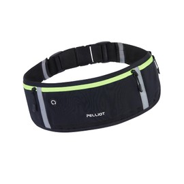 PELLIOT Running Belt for Women Men Slim Fanny Pack Phone Money Waist Pack Belt Bag for Hiking Cycling Exercise Running Black Neon Green