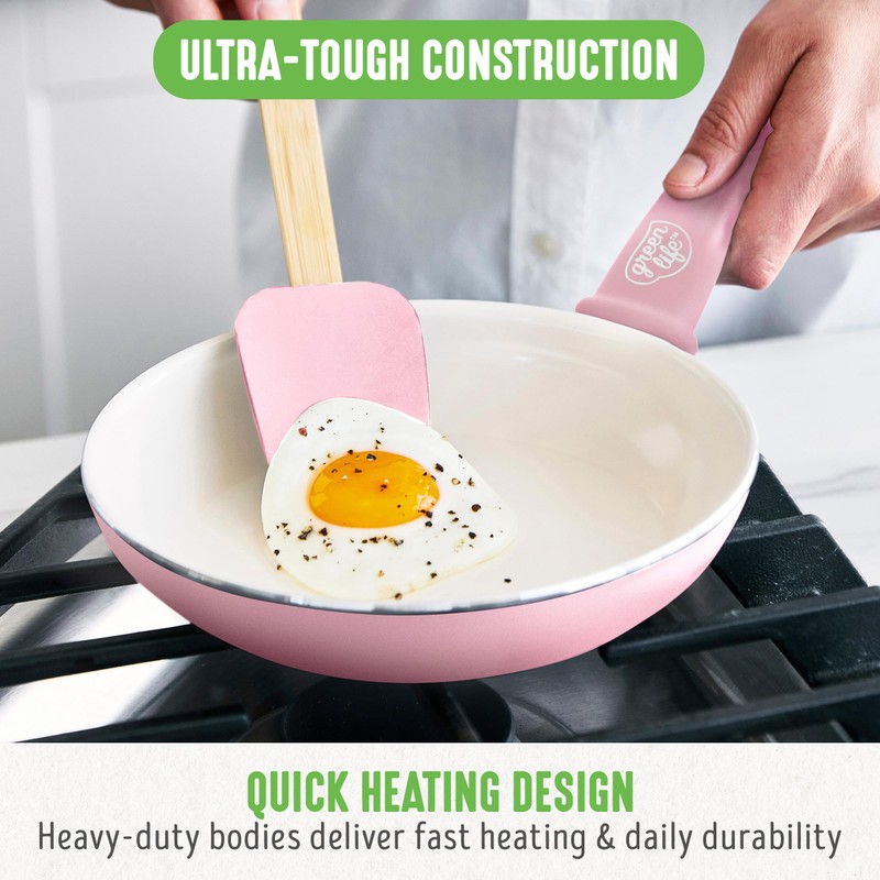GreenLife Soft Grip 8” Frypan Skillet and Spatula Breakfast Cookware