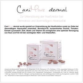 CaniMove Dermal Maxi with PUFA (Omega 3 and 6), Zinc, Biotin, Lycopene, for Itching, Skin Problems, Dandruff, Hair Loss, 100 Capsules, Made in Germany