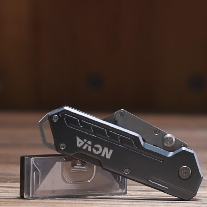 Nova Folding Utility Knife with 10 Extra Utility Blades, Safety