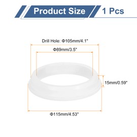 uxcell 1Pcs Rubber Grommets 105mm Drill Hole, 89mm ID Hole Top Hat Grommet White Silicone Rubber Hole Plug Gasket for Wiring, Automotive