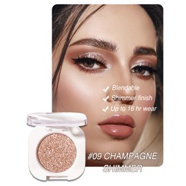Enfuntins Glitter Eyeshadow Single, Ultra-Fine Sparkling Diamond Shimmer, Long-Lasting Sheer Eye Makeup, Crease-Proof & Buildable Eye Shadow Topper, Champagne Gold