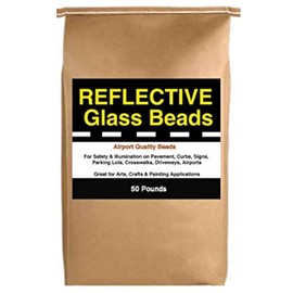 Reflective Glass Beads (50 LB Bag) for Traffic Paint, Road Marking, Curb Paint, Pavement Striping, Parking Lots, Crosswalks, Driveways, Airports, Traffic Signs, Painting, Arts & Crafts (50 Lb Bag)