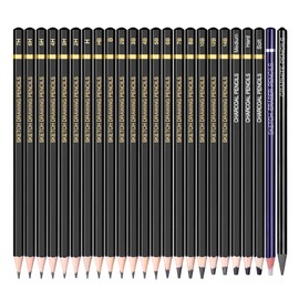 Sketching Pencil Set - 24 Pieces Drawing Sketch Pencil HB,B,2B,3B,4B,5B,6B,7B,8B,10B,12B,14B,H,2H,3H,4H,5H,6H,7H, Includes Charcoal, Eraser, Graphite Pencils for Beginners & Pro Artists
