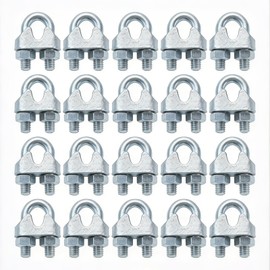 Ciyivak 20 PCS 1/8 Inch Wire Rope Clamp Clip, M3 Galvanized Cable Clamps for Tent Ropes, Boat, Clotheslines, Guy Line, Metal Fence, Rigging Hardware, U-Bolt Saddle Fasteners
