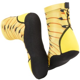 Seavenger High Cut Beach Socks with Grip Sole for Sand, Volleyball, Snorkeling, Diving, Wading (Yellow Ribbon, Small)