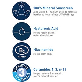 Cerave 100% Mineral Sunscreen SPF 30 | Face Sunscreen with Zinc Oxide and Titanium Dioxide for Sensitive Skin | Travel Size, 2.5 Ounce