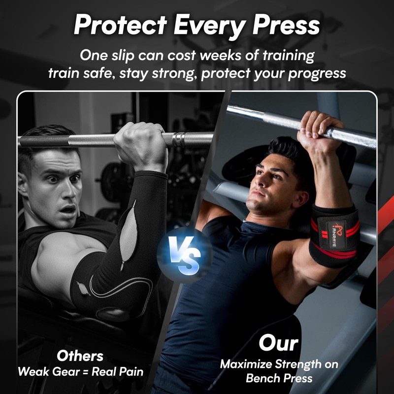 Anraye Elbow Wraps for Weightlifting - 47" Adjustable Compression Straps