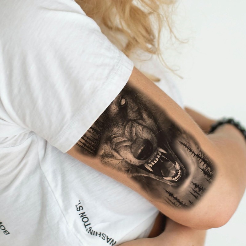 Oottati 2 Sheets Waterproof Fake Forest Wolf Tree Arm Leg