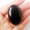Manekieko Natural Black Obsidian Mini Oval Palm Bag Healing Crystal