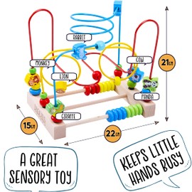 Jaques of London Bead Maze | Highchair Toy and Activity Cube with Abacus | Wooden Toys for 1 Year olds and 2 Year Olds | Since 1795