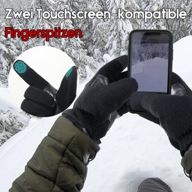 HANDLANDY Insulated Leather Work Gloves, Deerskin Thermal Warm Polar Fleece Cold Weather Gloves Touch Screen for Driving Cycling Ski Snowboard, L