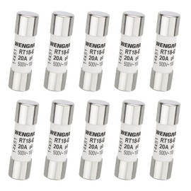 Wengart 10 Pcs 14mm x 51mm AC Cylinder Ceramic Fuse RT18-63 (RO16) AC 500V 100kA Suitable for Household Appliances, Industrial Equipment, Building Electrics (20A)