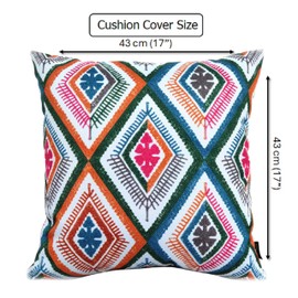 Olivia Rocco Pack of 2 Waterproof Cushion Cover Outdoor Garden Breathable Decorative Cushions Covers for Patio Bench Sofa Furniture Indoor Living Room Bed Chair Scatter (Meze Multi, 43 x 43 cm)