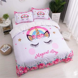OldPAPA Unicorn Bedding Set for Children, Girls, Teenagers Bedding with Unicorn Motif is Soft and Cuddly Children's Bedding