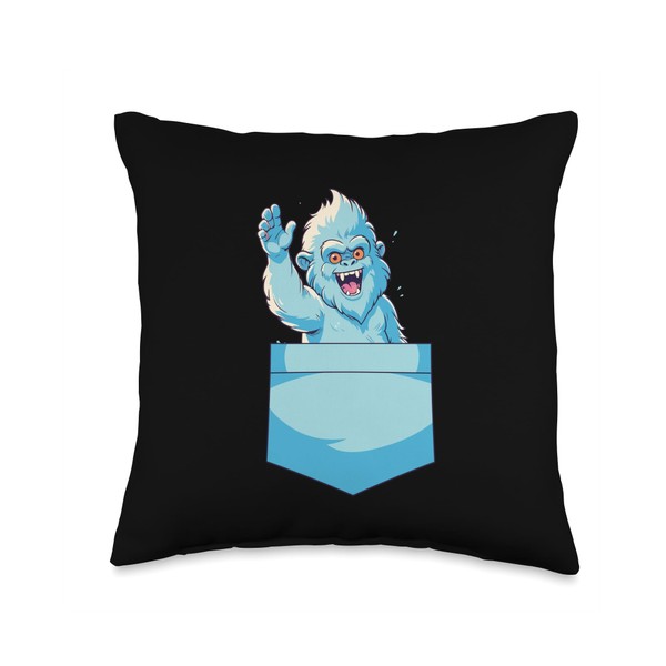 Yeti In Pocket Design Blue Yeti Waving Hello Fun Monster