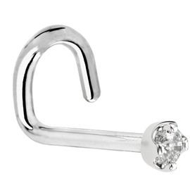 Body Candy Solid Platinum 1.5mm (0.015 cttw) Genuine Diamond Left Nose Stud Screw 18 Gauge 1/4" 6mm