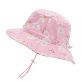 Foruhoo Girls’ Breathable, Wide Brim Hat, UV Protection, Fishing Hat with Drawstring - Swan, size: 50