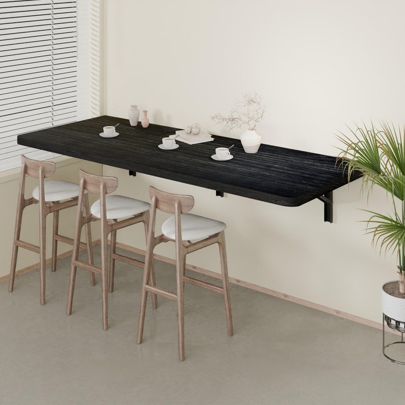 IAE Floating Wall Mounted Folding Table Desk with Pine Wood,55"