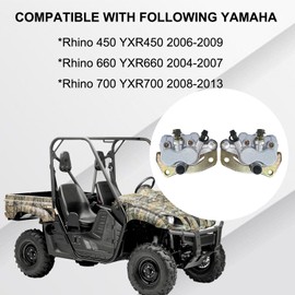 Vanlison Front Left Right Brake Calipers Set with Pads Compatible with Yamaha Rhino 450 660 700 YXR450 YXR660 YXR700 Replace Part # 5B4-2580T-01-00 5B4-2580U-01-00