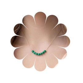 Inilbran Boho Green Pearl Necklace Vintage Acrylic Beads Necklace Green Beads Chain Necklace Minimalist Thin Line Necklace Jewellery for Women and Girls, Zinc