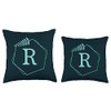Initial Floral Letter R Throw Pillow