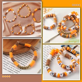 Ferraycle 5700 Pcs Fall Halloween Clay Beads Set Christmas Clay Beads Holiday DIY Jewelry Making Kits for Bracelet Necklace Earring(Brown, Orange, White)