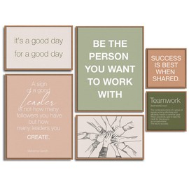 YEOION Inspirational Office Wall Art,Teamwork Motivational Wall Decor for Office,Workplace Canvas Wall Art Set of 6 Large Size