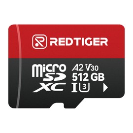 REDTIGER Tarjeta micro SD de alta velocidad con adaptador, 512 GB microSDXC UHS-I Clase 10, U3, V30 A2, compatible con cámaras de salpicadero y grabación de video 4K, compatible con F7NP-V07 y