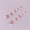 24 Pcs Pink Press On Toenails for Women,YEFIUO White French