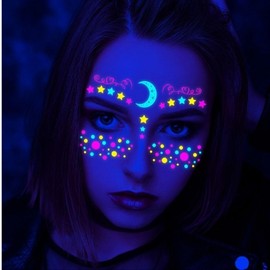 Halloween Face Neon Butterfly Tattoo Decal Stickers Tattoo