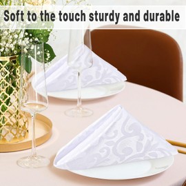 Zi Lan White Cloth Napkins Set of 4-18x18, inches Square Table Napkins for Restaurant Weddings Banquet Party Decoration, Polyester Washable