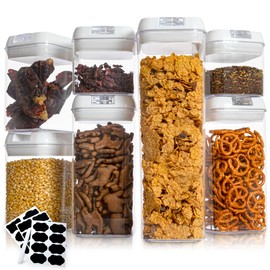 Cheer Collection Airtight Food Storage Containers, Kitchen Storage Containers for Pantry, Set of 7 Food Containers with Lids Airtight, Pantry Storage Containers & Organizers with Lids, White
