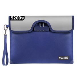 5200°F Fireproof Zipper Pouch Bags with Lock, Water Fireproof A4 Zipper Pouches, Letter Size File for Office Organizer Storage, Families, Legacy Planning, Paper Clutter Solution(10" x 13", Blue)