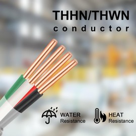 6/3 Metal Clad (MC) Cable with Ground 5ft, 6 Gauge Electric Wire with Aluminum Armor, Solid Bare Copper Conductors for Indoor Outdoor Underground Embedded Installation (6/3, 5 ft)