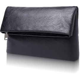 Libra Leather Clutch Bag, Bifold, 2 Sizes - black -