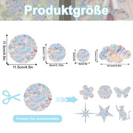 21 Stück Suncatcher Sticker, Regenbogen Folie Fenster Sonnenfänger Fensteraufkleber Vogel Anti Kollisions Fenster Durchscheinende Statische Aufkleber