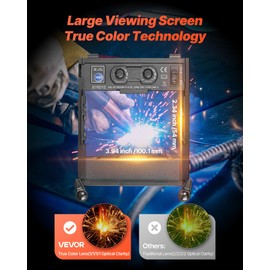 VEVOR Welding Helmet Auto Darkening, 3.94" x 2.34" True Color Welding Hood, Solar-Powered Welder Mask with 4 Arc Sensors, Wide Shade 4/5-9/9-13 for TIG MIG ARC Weld Grinding Cutting - METIS Series