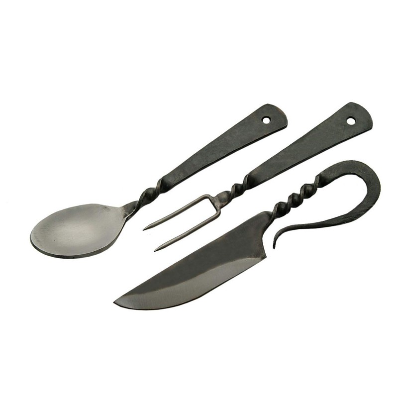 SZCO Supplies 7.25" Hand-Forged Medieval Cutlery Set – Carbon Steel