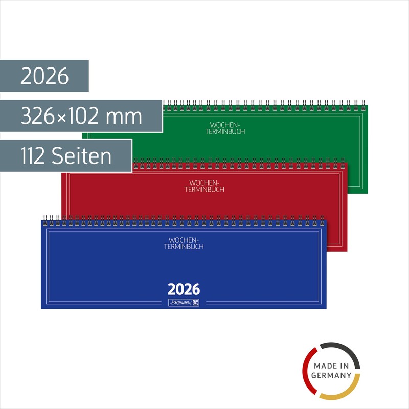 BRUNNEN Querterminbuch Mod. 774 2026 | 326×102 mm, Karton, sortiert