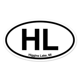 HL Higgins Lake MI Michigan Oval Car Sticker Indoor Outdoor 5" x 3"