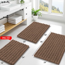 Smiry - Tapete de baño de 30 x 20 pulgadas, extra suave y absorbente de chenilla, parte trasera de goma antideslizante, lavable a máquina, tapete de baño de secado rápido, para baño, tina, ducha