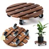 ZXZYHFTY Round Original Wooden Plant Stand with Wheels, 2 Packs