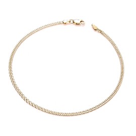Old English Jewellers 9ct Yellow Gold on Silver 10.5 inch Ankle Bracelet Anklet - Double Curb - Finest Italian Silver 925